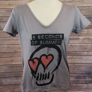 5 SECONDS OF SUMMER V-neck Skull Tee size S
